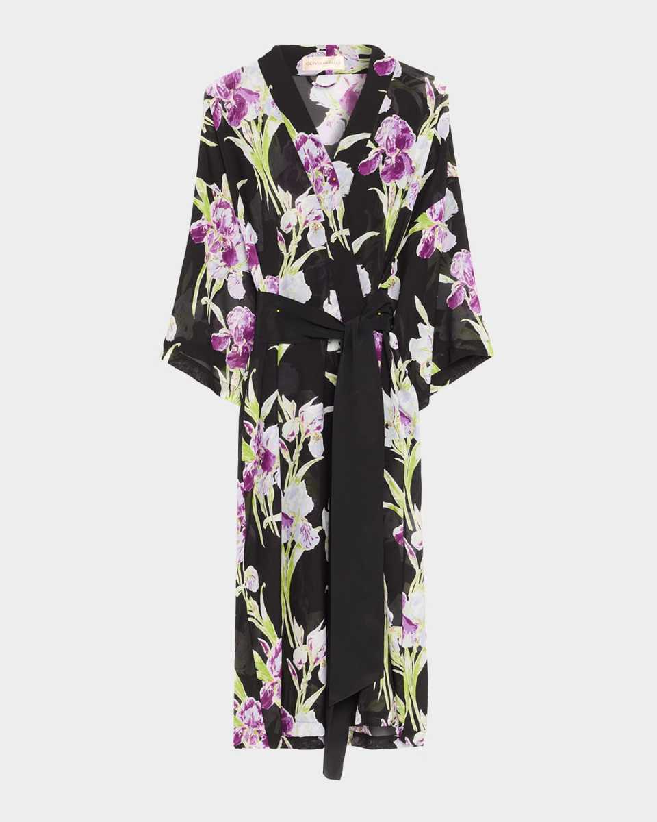 Amaya Athena Floral-Print Silk Robe